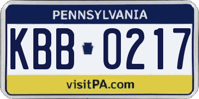 PA license plate KBB0217