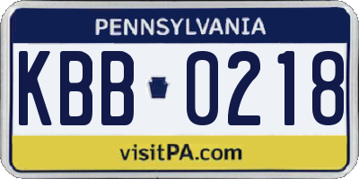 PA license plate KBB0218