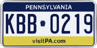 PA license plate KBB0219