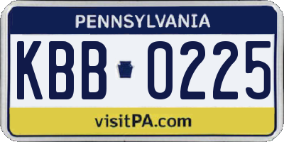 PA license plate KBB0225