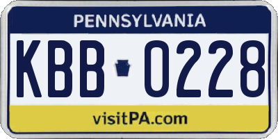 PA license plate KBB0228