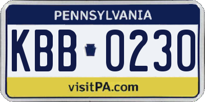 PA license plate KBB0230