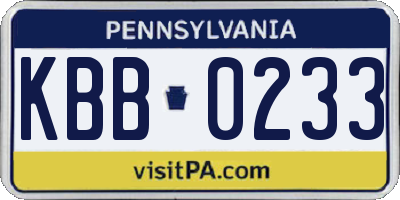 PA license plate KBB0233