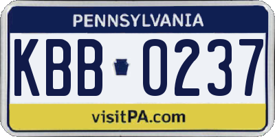 PA license plate KBB0237