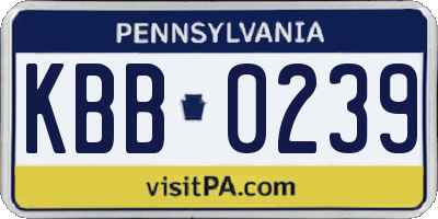 PA license plate KBB0239