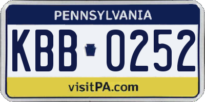 PA license plate KBB0252