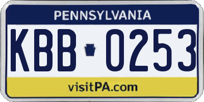 PA license plate KBB0253