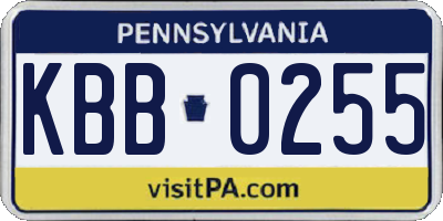 PA license plate KBB0255