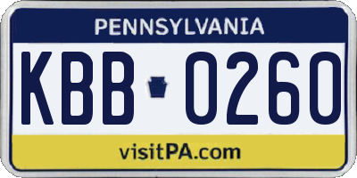 PA license plate KBB0260
