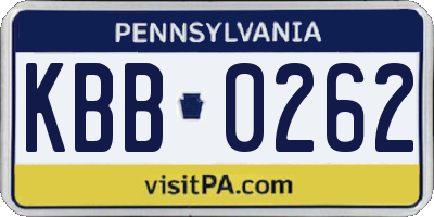 PA license plate KBB0262