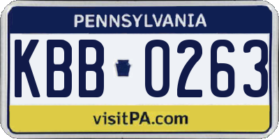 PA license plate KBB0263