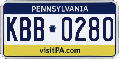 PA license plate KBB0280