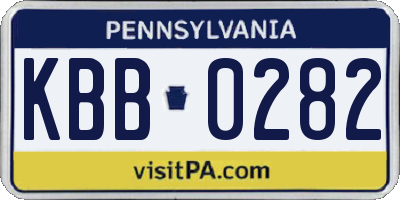 PA license plate KBB0282