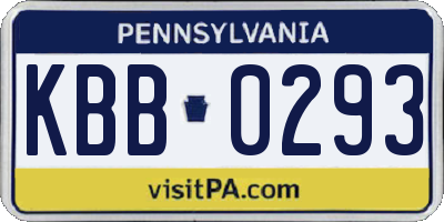 PA license plate KBB0293