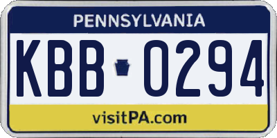 PA license plate KBB0294