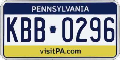 PA license plate KBB0296