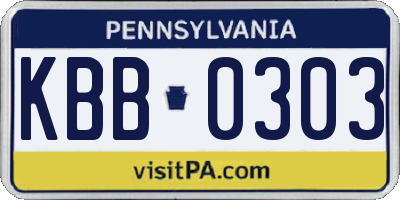 PA license plate KBB0303