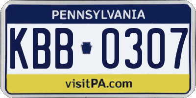 PA license plate KBB0307
