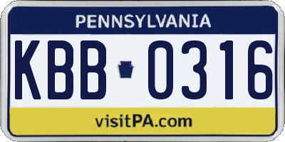 PA license plate KBB0316