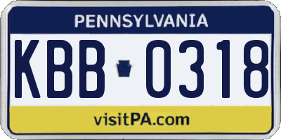 PA license plate KBB0318