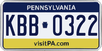 PA license plate KBB0322