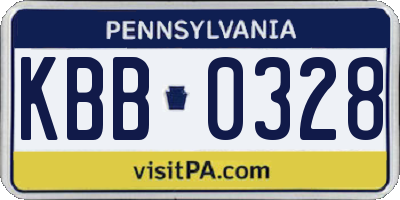 PA license plate KBB0328