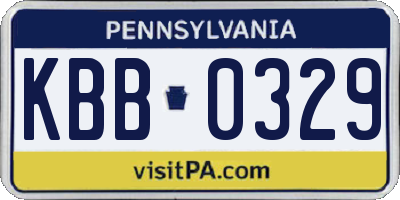 PA license plate KBB0329