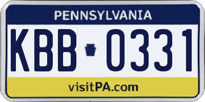 PA license plate KBB0331
