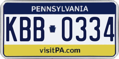PA license plate KBB0334