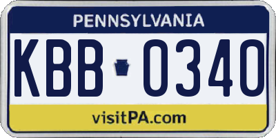 PA license plate KBB0340