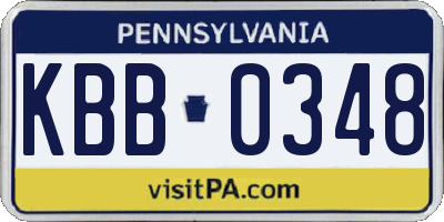 PA license plate KBB0348
