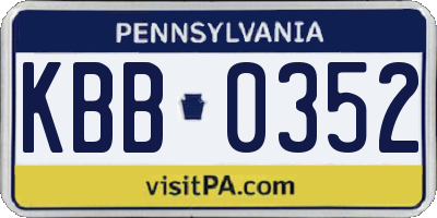 PA license plate KBB0352