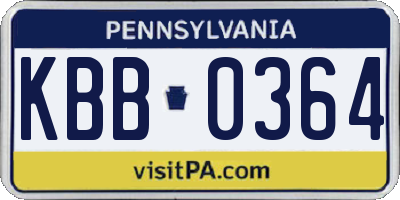 PA license plate KBB0364