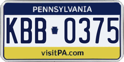PA license plate KBB0375