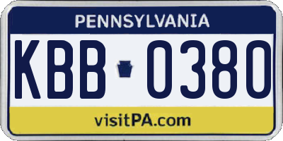 PA license plate KBB0380