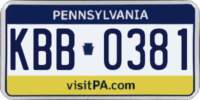 PA license plate KBB0381