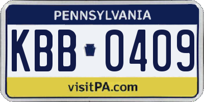 PA license plate KBB0409
