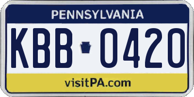 PA license plate KBB0420