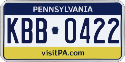 PA license plate KBB0422