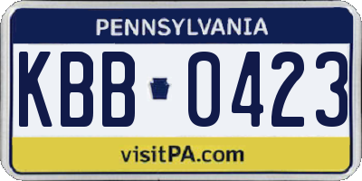 PA license plate KBB0423