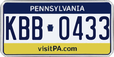 PA license plate KBB0433