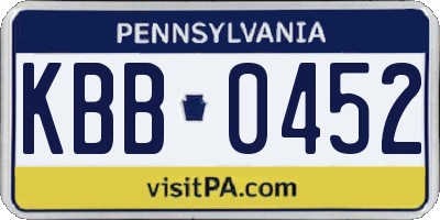 PA license plate KBB0452