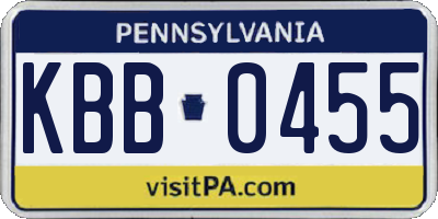 PA license plate KBB0455