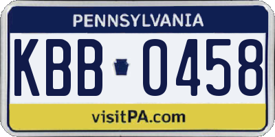PA license plate KBB0458