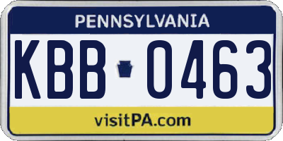 PA license plate KBB0463