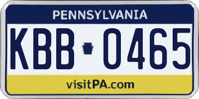 PA license plate KBB0465