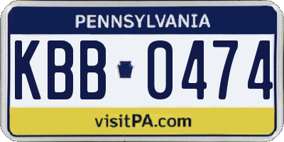 PA license plate KBB0474