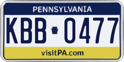 PA license plate KBB0477