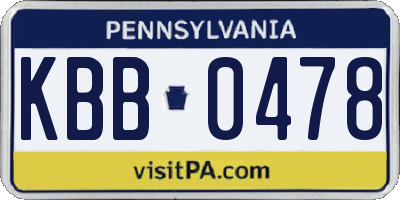 PA license plate KBB0478