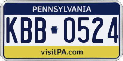PA license plate KBB0524